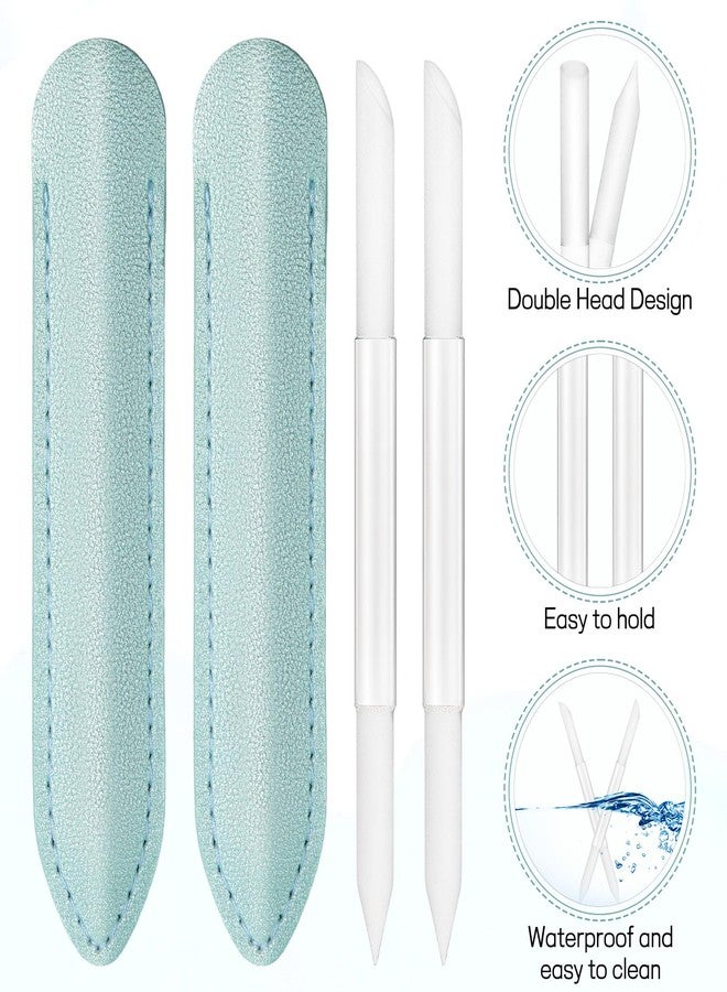 Apausvcm 2Pcs Glass Cuticle Pusher with Leather Case, Dual Ended Cuticle Remover Tool Professional Manicure Stick Fingertip Precision Filing Cuticle Remover Tools for Nail Salons Home - Image 3